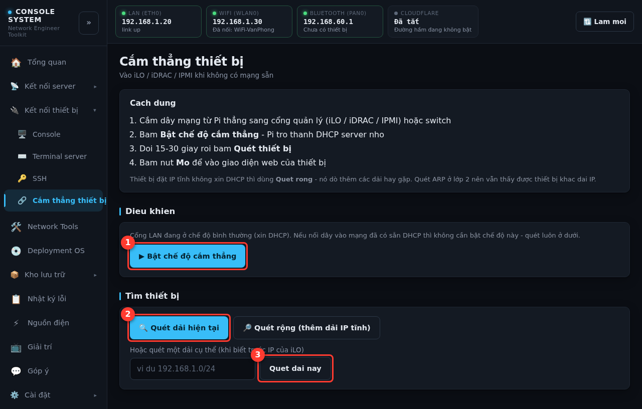 Cắm thẳng thiết bị